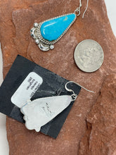 Load image into Gallery viewer, Kingman Turquoise Hook Earrings by Navajo Gilbert Tom