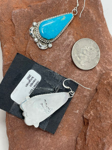 Kingman Turquoise Hook Earrings by Navajo Gilbert Tom