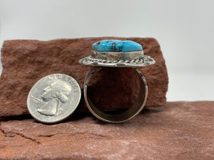 Size 13 Sleeping Beauty Turquoise Ring by Navajo Mike Thomas Jr