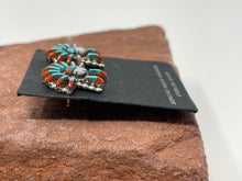 Load image into Gallery viewer, Turquoise and Coral Zuni Needlepoint 4 Piece Jewelry Set by Edmund Cooeyate