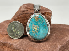 Load image into Gallery viewer, Kingman Turquoise Pendant by Navajo Scott Skeets