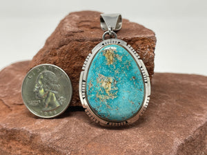 Kingman Turquoise Pendant by Navajo Scott Skeets