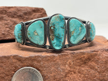 Load image into Gallery viewer, 6.5 Inch Five Stone Turquoise Cuff by Navajo GP