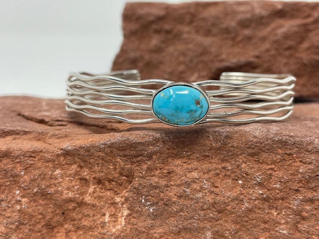 Apache Blue Turquoise Bracelet by Navajo Michael Perry