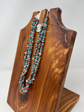 Load image into Gallery viewer, 21 Inch Three-Strand Turquoise and Spiny O-y-s-t-e-r Beaded Necklace made by High Desert Turquoise