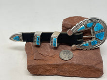 Load image into Gallery viewer, Zuni Evangeline Tsabetsaye 1 inch Sleeping Beauty Turqulise Ranger Belt Buckle