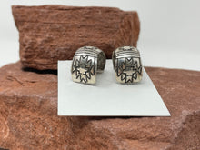 Load image into Gallery viewer, Silver Semi-Hoop Post Earrings by Navajo Rhonda Tahe