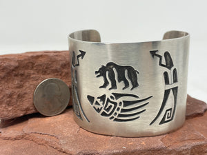 Wide Overlay Hopi Iconography Cuff signed ‘SG’ by artist