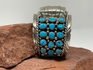30-Stone Turquoise Watch Cuff by Navajo Jerry Cowboy