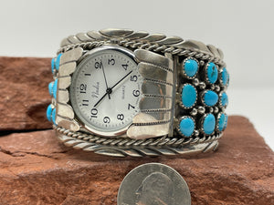 30-Stone Turquoise Watch Cuff by Navajo Jerry Cowboy