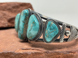 6.5 Inch Five Stone Turquoise Cuff by Navajo GP