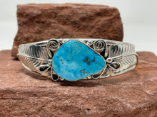 Load image into Gallery viewer, 7 Inch Turquoise [with pyrite] Bracelet Stamped ‘R’ by Artist