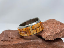 Load image into Gallery viewer, Spiny Oyster Cornrow Inlay Cuff Handmade by Navajo Richard Begay