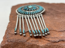 Load image into Gallery viewer, Zuni Needlepoint Turquoise Pin/Pendant Handmade by Zuni Artist S. Wallace