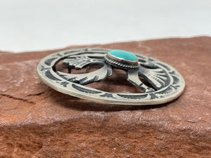 2 Inch Turquoise Knifewing PIN/pendant by Navajo Martha Cayatinetto