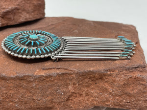 Zuni Needlepoint Turquoise Pin/Pendant Handmade by Zuni Artist S. Wallace