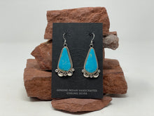 Load image into Gallery viewer, Kingman Turquoise Hook Earrings by Navajo Gilbert Tom