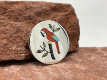 Load image into Gallery viewer, Zuni Inlay Macaw PINdant handmade by Sanford Edaakie