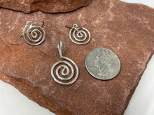 Load image into Gallery viewer, Sterling Silver Whirlwind Pendant and Earrings by Navajo Marilyn Preston