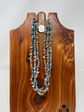 Load image into Gallery viewer, 21 Inch Three-Strand Turquoise and Spiny O-y-s-t-e-r Beaded Necklace made by High Desert Turquoise