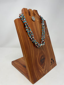 21 Inch Three-Strand Turquoise and Spiny O-y-s-t-e-r Beaded Necklace made by High Desert Turquoise