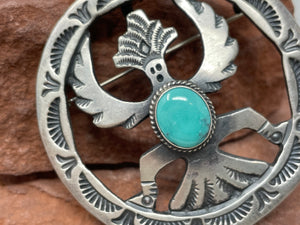 2 Inch Turquoise Knifewing PIN/pendant by Navajo Martha Cayatinetto