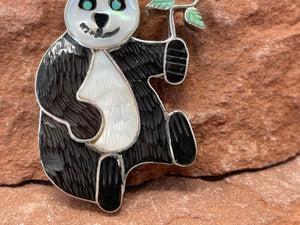 Onyx and MOP Panda PINdant by Zuni Valerie Comosona